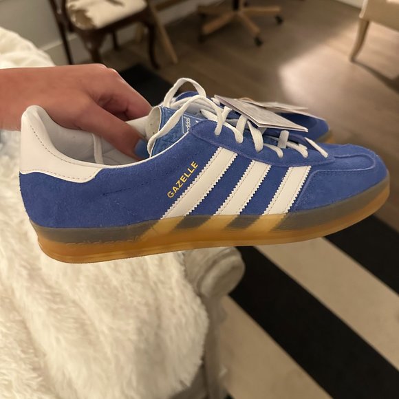 adidas gazelle silver green womens Adidas Gazelle Indoor 'Blue Fusion Gum' – DripClub